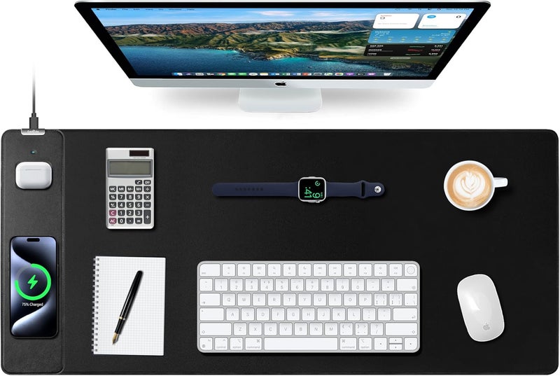 ExtreLife Mouse Pad with Wireless Charging, Gaming Mouse Pad with Ultra-Smooth Surface, Large XXL Desk Mat, Non-Slip Mouse Mat, Waterproof Computer Keyboard Pad for Gaming, Desk, Office, PC, 900x400x4MM, Black - Image 1